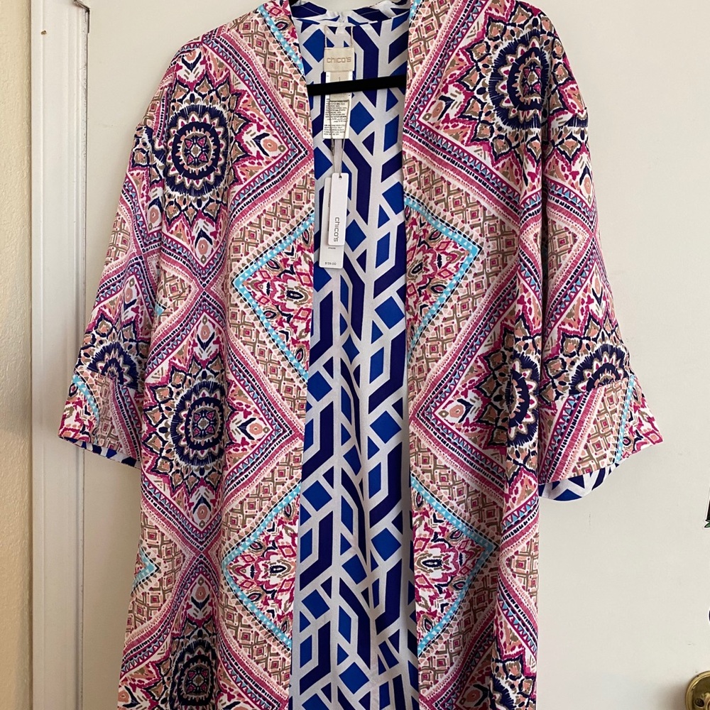 Chico’s Reversible Print Kimono Cover Up